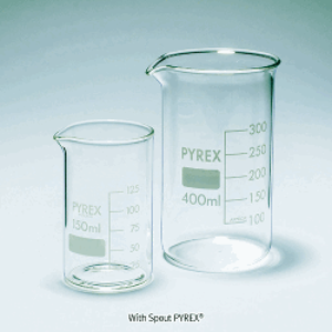 PYREX®/DURAN® 고품질 유리 톨 비이커,비커, tall form beaker(주둥이 있음/없음)