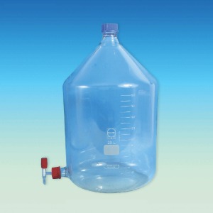 DURAN® 1~20Lit Glass Aspiration Bottle Set, with Screw Connection with Graduation &amp; PTFE Screwcap Needle Stopcock, 글라스 증류수통 / 카보이